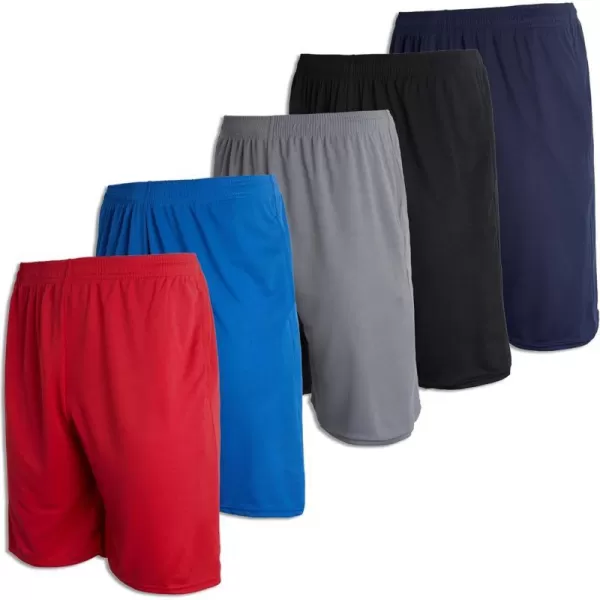 Real Essentials Boys 5Pack Mesh Active Athletic Performance Basketball Shorts with PocketsSet 6