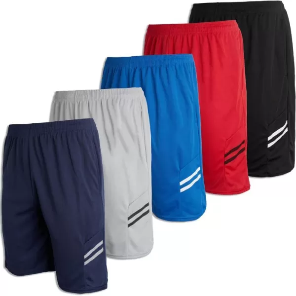 Real Essentials Boys 5Pack Mesh Active Athletic Performance Basketball Shorts with PocketsSet 8