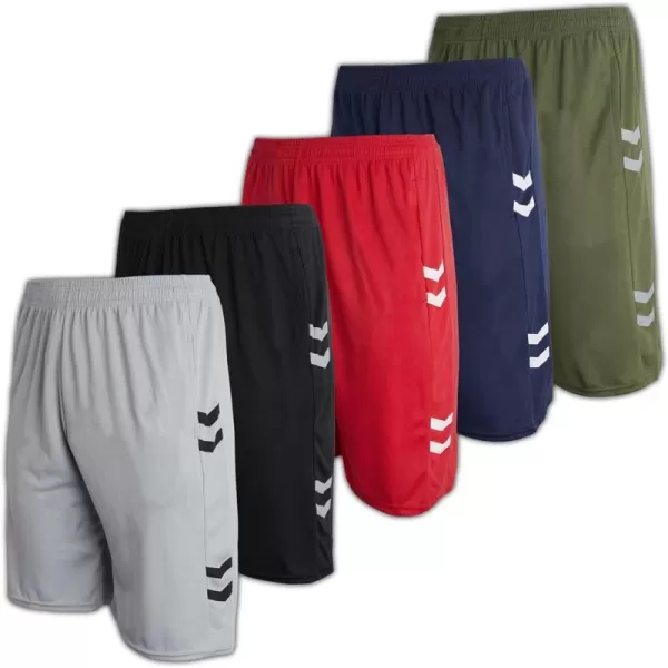 Real Essentials Boys 5Pack Mesh Active Athletic Performance Basketball Shorts with PocketsSet 9