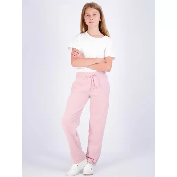 Real Essentials 3 Pack Girls Fleece Open Bottom Soft Athletic Performance Casual SweatpantsAges 716Set 1