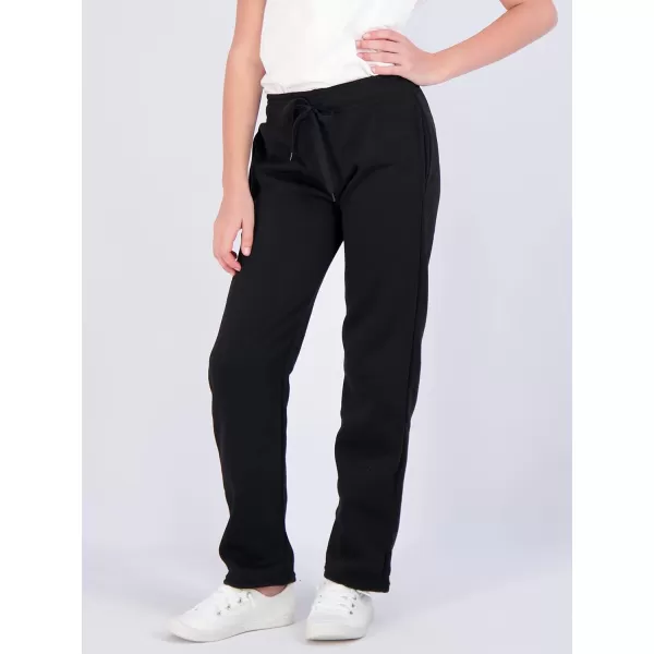 Real Essentials 3 Pack Girls Fleece Open Bottom Soft Athletic Performance Casual SweatpantsAges 716Set 1