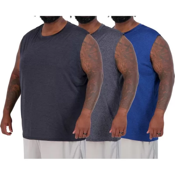 Real Essentials 3  5 Pack Mens DryFit Active Athletic Tech Tank Top  Regular and Big  Tall Sizes S5XLTBig  Tall  Set C