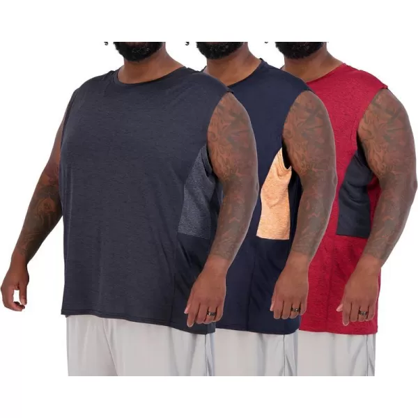 Real Essentials 3  5 Pack Mens DryFit Active Athletic Tech Tank Top  Regular and Big  Tall Sizes S5XLTBig  Tall  Set D