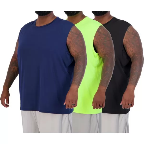 Real Essentials 3  5 Pack Mens DryFit Active Athletic Tech Tank Top  Regular and Big  Tall Sizes S5XLTBig  Tall  Set E