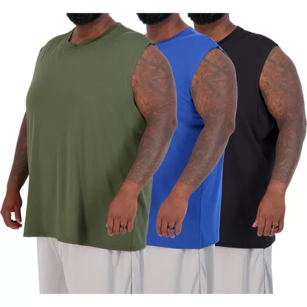 Real Essentials 3  5 Pack Mens DryFit Active Athletic Tech Tank Top  Regular and Big  Tall Sizes S5XLTBig  Tall  Set F