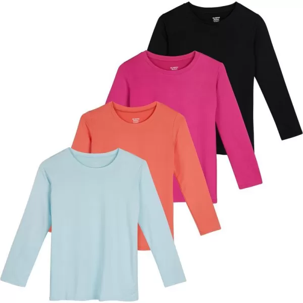 Real Essentials 4 Pack Girls DryFit Long Sleeve Active Crew Neck TShirt  Super Soft TeeSet 3