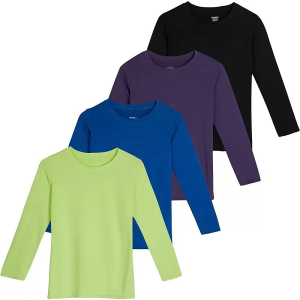 Real Essentials 4 Pack Girls DryFit Long Sleeve Active Crew Neck TShirt  Super Soft TeeSet 4