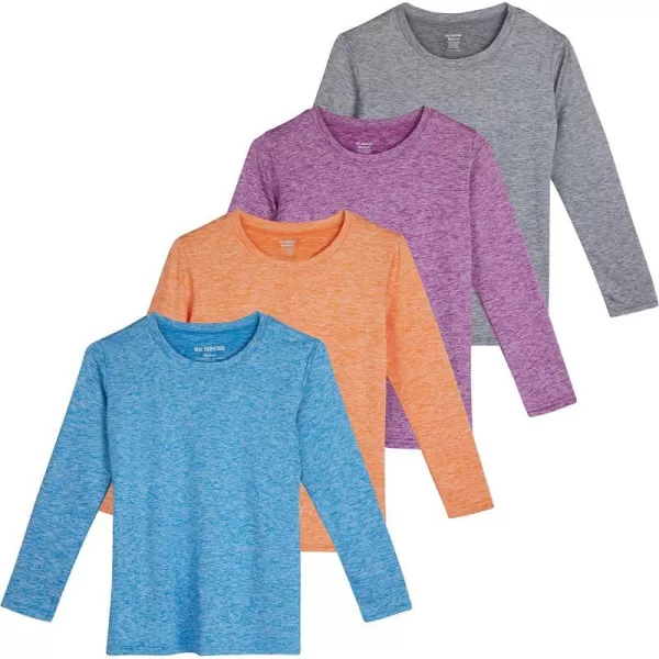 Real Essentials 4 Pack Girls DryFit Long Sleeve Active Crew Neck TShirt  Super Soft TeeSet 5