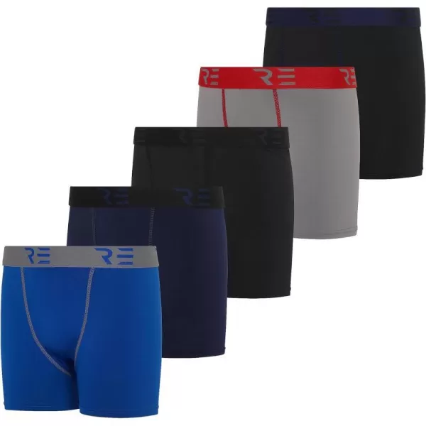 Real Essentials 5 Pack Youth Boys Compression Shorts  Performance Boxer Briefs Athletic Spandex Underwear420Set 4