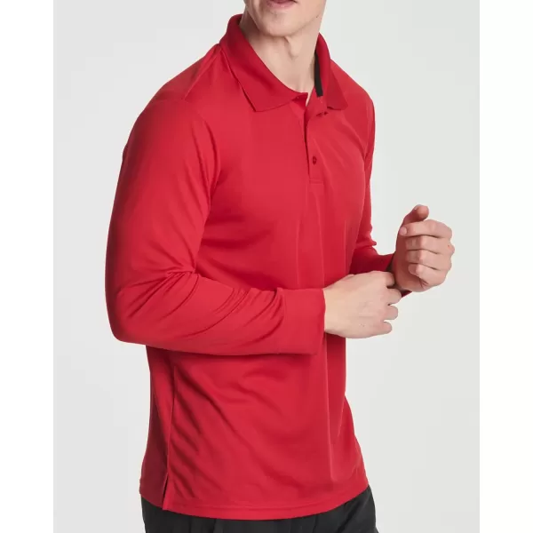 3 Pack Mens DryFit LongSleeve Active Polo Shirt  Casual Performance Golf Quick Dry Available in Big amp TallStandard Set 6