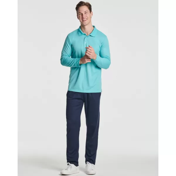 3 Pack Mens DryFit LongSleeve Active Polo Shirt  Casual Performance Golf Quick Dry Available in Big amp Tallbigtall Set 1