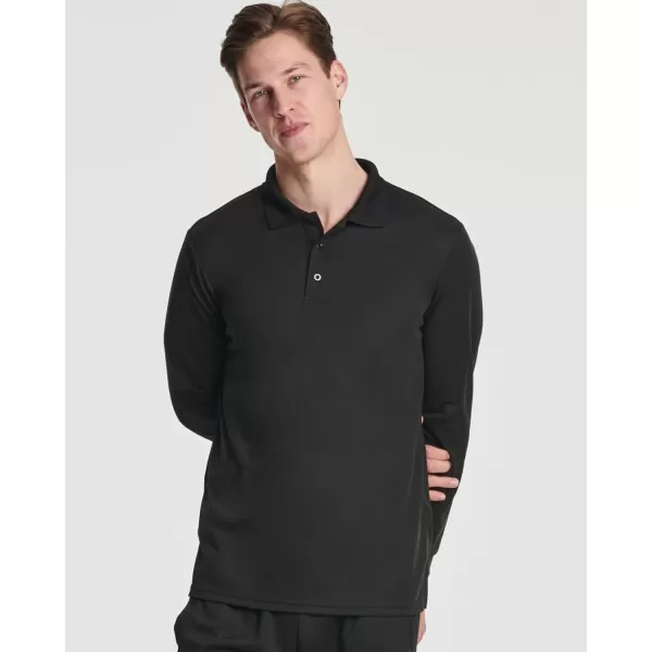 3 Pack Mens DryFit LongSleeve Active Polo Shirt  Casual Performance Golf Quick Dry Available in Big amp Tallbigtall Set 1