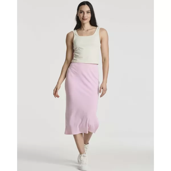 3 Pack Womens Midi Ribbed Knit Skirt with Back Slit  Stretchy Pencil PullOn SkirtsSet 2