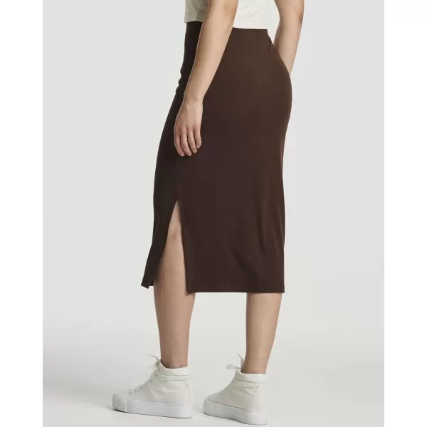 3 Pack Womens Midi Ribbed Knit Skirt with Back Slit  Stretchy Pencil PullOn SkirtsSet 2