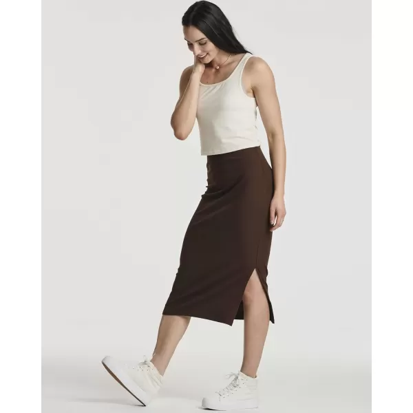 3 Pack Womens Midi Ribbed Knit Skirt with Back Slit  Stretchy Pencil PullOn SkirtsSet 2