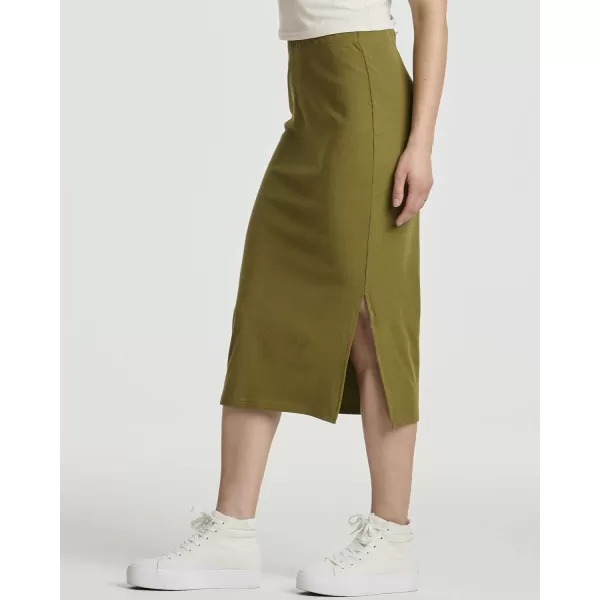 3 Pack Womens Midi Ribbed Knit Skirt with Back Slit  Stretchy Pencil PullOn SkirtsSet 4