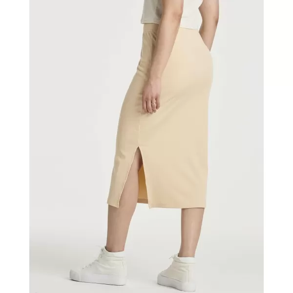 3 Pack Womens Midi Ribbed Knit Skirt with Back Slit  Stretchy Pencil PullOn SkirtsSet 6
