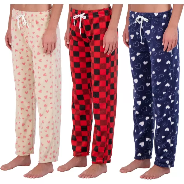 3 Pack Womens UltraSoft Comfy Pajama Lounge Pants Elegant Sleepwear Available In Fleece  Soft Knit Plus SizeFleece Set B