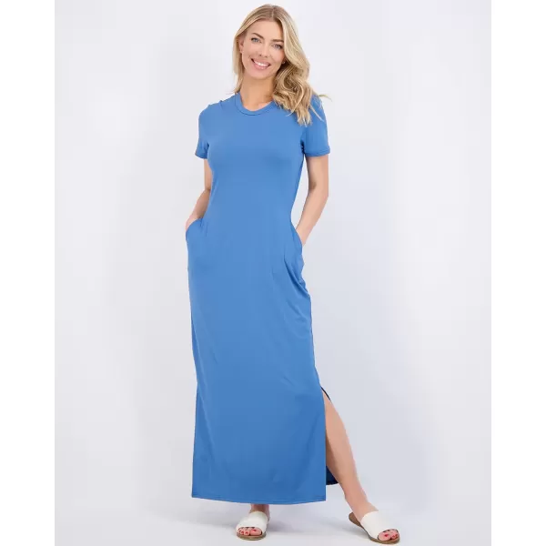 3Pack Womens Casual Short Sleeve Maxi TShirt Dress  Summer Dress with Slit amp Pockets Available in Plus SizeMaxi Dress with Slit Set 1