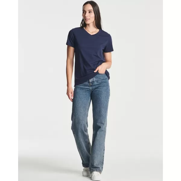 4 Pack Womens ClassicFit Cotton ShortSleeve VNeck TShirt Available in Plus SizeStandard Set 7