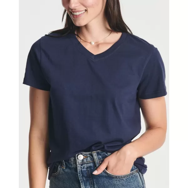 4 Pack Womens ClassicFit Cotton ShortSleeve VNeck TShirt Available in Plus SizeStandard Set 7