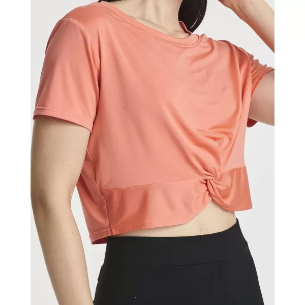5 Pack Womens Short Sleeve Twist Front Crop Top DryFit Athletic Crew Neck TShirt Available in PlusSet 5