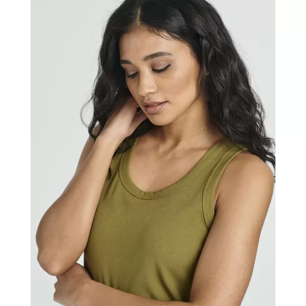 Ladies Ribbed Midi Tank Shift Dress with SlitSet 1