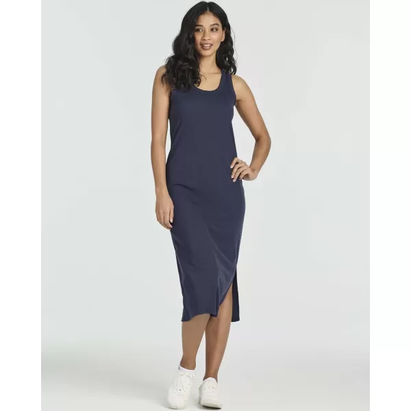Ladies Ribbed Midi Tank Shift Dress with SlitSet 2
