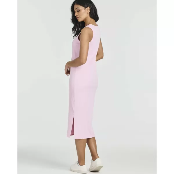 Ladies Ribbed Midi Tank Shift Dress with SlitSet 3