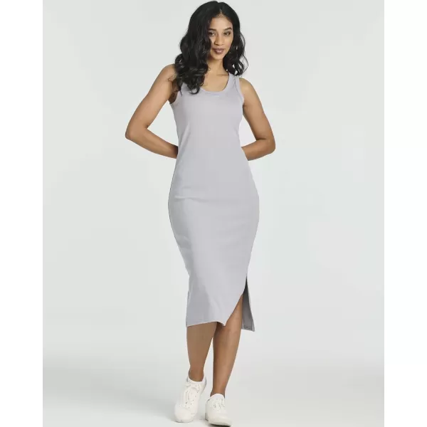 Ladies Ribbed Midi Tank Shift Dress with SlitSet 3