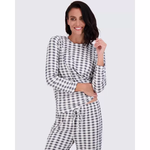 Real Essentials 2 Pack Womens Pajama Set SuperSoft Short  Long Sleeve Top With Pants Available In Plus SizeLong Sleeve Set D