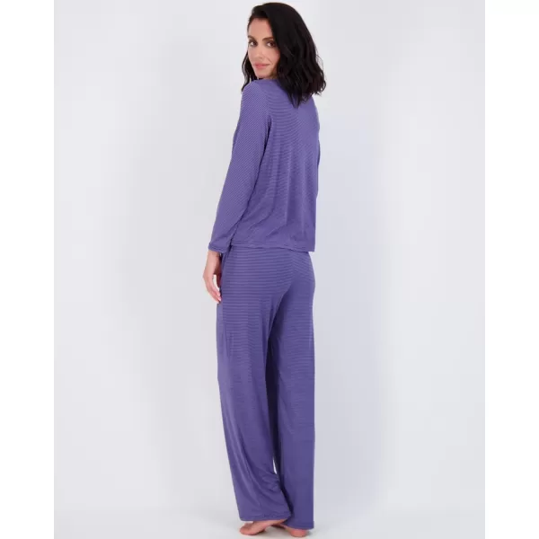 Real Essentials 2 Pack Womens Pajama Set SuperSoft Short  Long Sleeve Top With Pants Available In Plus SizeLong Sleeve Set D