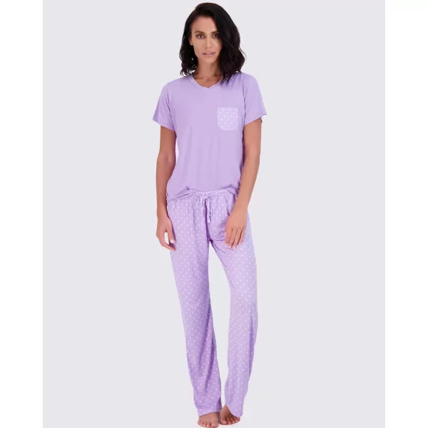 Real Essentials 2 Pack Womens Pajama Set SuperSoft Short  Long Sleeve Top With Pants Available In Plus SizeShort Sleeve Set B