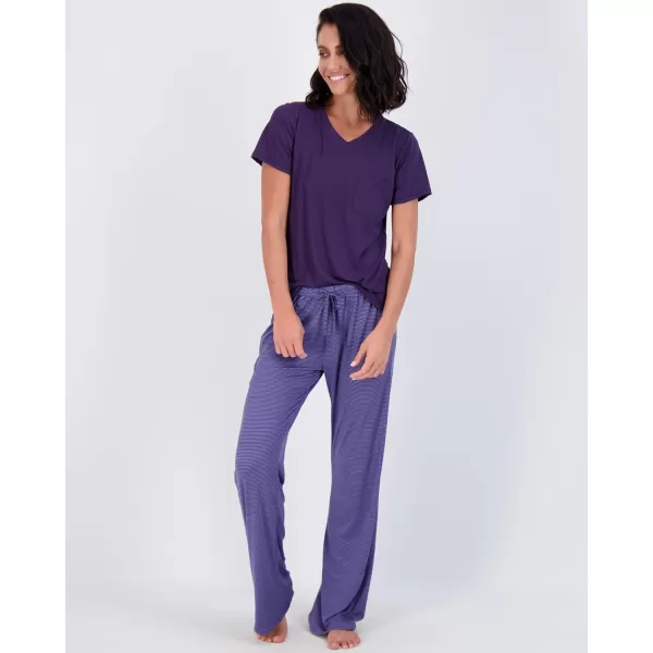 Real Essentials 2 Pack Womens Pajama Set SuperSoft Short  Long Sleeve Top With Pants Available In Plus SizeShort Sleeve Set B