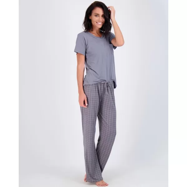 Real Essentials 2 Pack Womens Pajama Set SuperSoft Short  Long Sleeve Top With Pants Available In Plus SizeShort Sleeve Set F