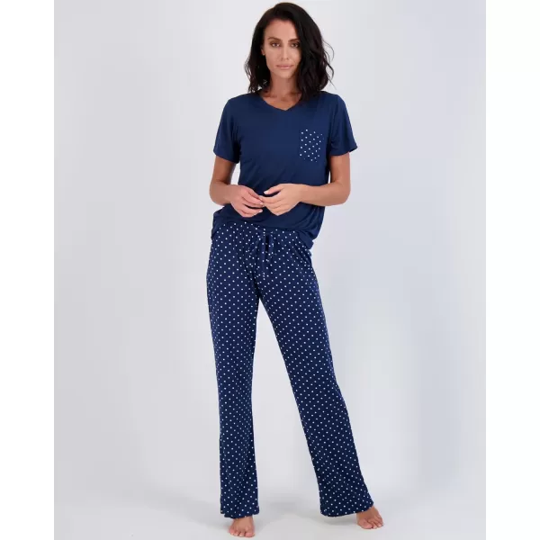 Real Essentials 2 Pack Womens Pajama Set SuperSoft Short  Long Sleeve Top With Pants Available In Plus SizeShort Sleeve Set F