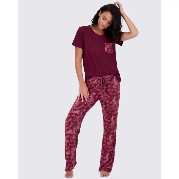 Real Essentials 2 Pack Womens Pajama Set SuperSoft Short  Long Sleeve Top With Pants Available In Plus SizeShort Sleeve Set I