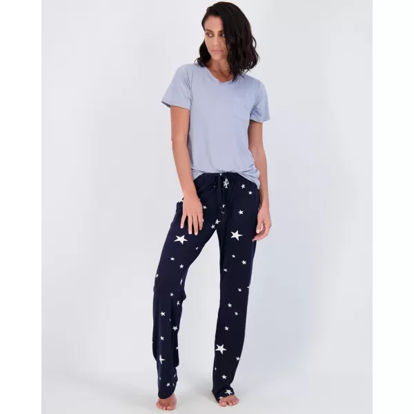 Real Essentials 2 Pack Womens Pajama Set SuperSoft Short  Long Sleeve Top With Pants Available In Plus SizeShort Sleeve Set I