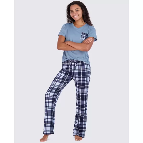 Real Essentials 2 Pack Womens Pajama Set SuperSoft Short  Long Sleeve Top With Pants Available In Plus SizeShort Sleeve Set L