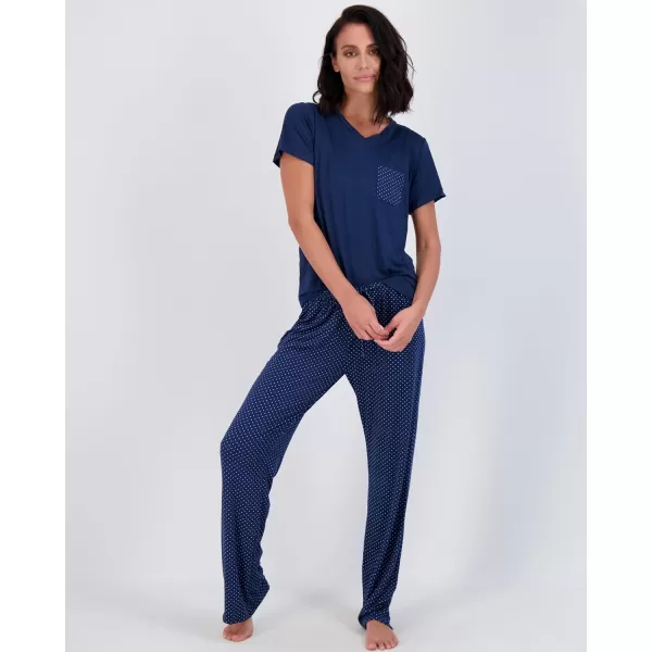 Real Essentials 2 Pack Womens Pajama Set SuperSoft Short amp Long Sleeve Top With Pants Available In Plus SizeShort Sleeve Short Sleeve Set C