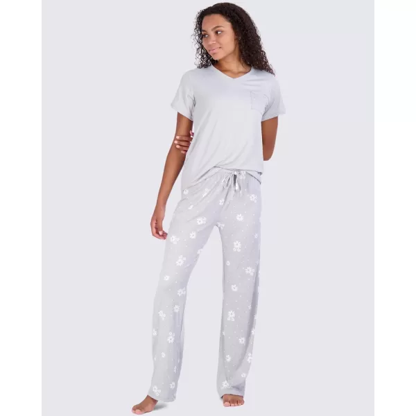 Real Essentials 2 Pack Womens Pajama Set SuperSoft Short amp Long Sleeve Top With Pants Available In Plus SizeShort Sleeve Short Sleeve Set J