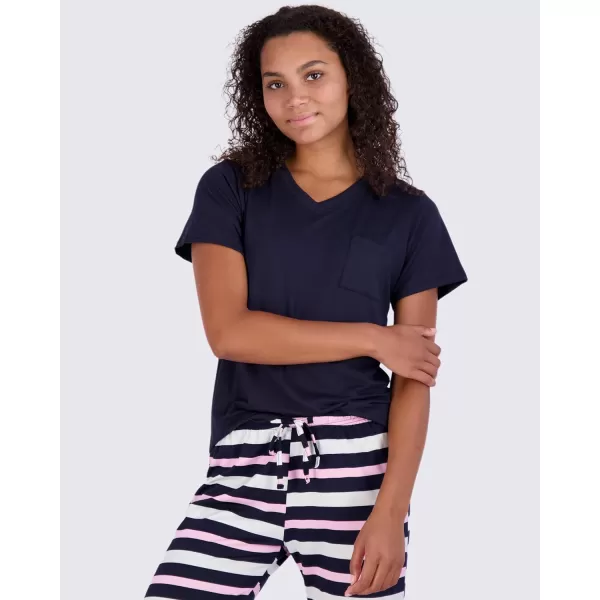 Real Essentials 2 Pack Womens Pajama Set SuperSoft Short amp Long Sleeve Top With Pants Available In Plus SizeShort Sleeve Short Sleeve Set K