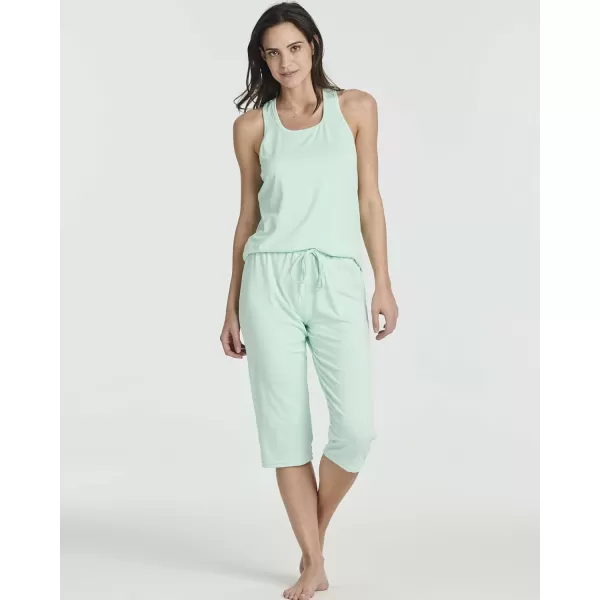 Real Essentials 2 Pack Womens Pajama Set Tank Top and Capri Pants SuperSoft Loungewear Avalable In Plus SizeSet 6