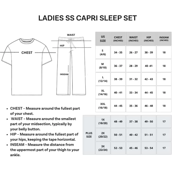 Real Essentials 2 Pack Womens ShortSleeve PJ Top with Capri Pants  Pajama Lounge amp Sleepwear Set Available In PlusPlus Size Set 1