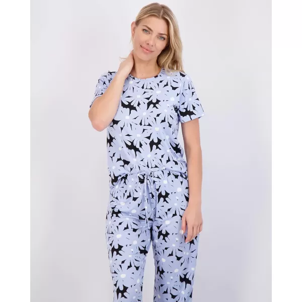 Real Essentials 2 Pack Womens ShortSleeve PJ Top with Capri Pants  Pajama Lounge amp Sleepwear Set Available In PlusPlus Size Set 2