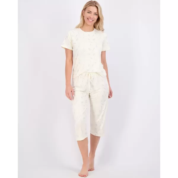 Real Essentials 2 Pack Womens ShortSleeve PJ Top with Capri Pants  Pajama Lounge amp Sleepwear Set Available In PlusPlus Size Set 3