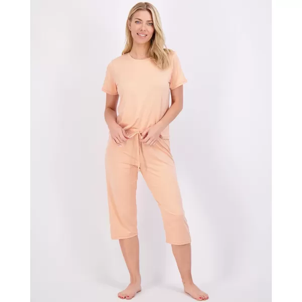 Real Essentials 2 Pack Womens ShortSleeve PJ Top with Capri Pants  Pajama Lounge amp Sleepwear Set Available In PlusPlus Size Set 5