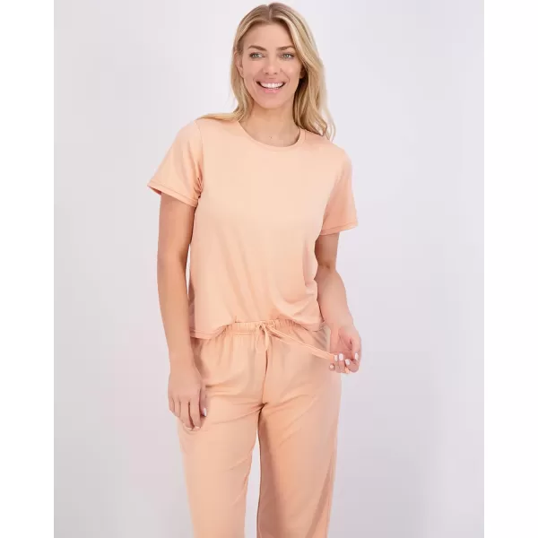 Real Essentials 2 Pack Womens ShortSleeve PJ Top with Capri Pants  Pajama Lounge amp Sleepwear Set Available In PlusPlus Size Set 5