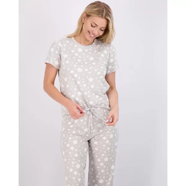 Real Essentials 2 Pack Womens ShortSleeve PJ Top with Capri Pants  Pajama Lounge amp Sleepwear Set Available In PlusPlus Size Set 6