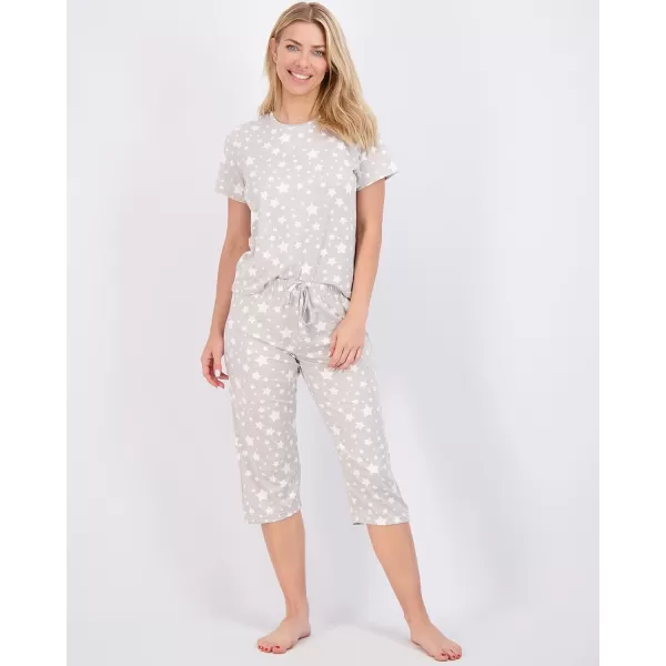 Real Essentials 2 Pack Womens ShortSleeve PJ Top with Capri Pants  Pajama Lounge amp Sleepwear Set Available In PlusPlus Size Set 6